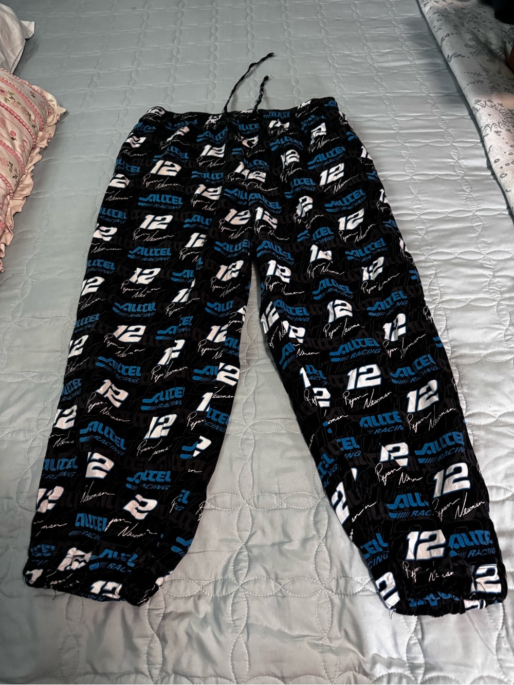 Racing Logo Drawstring Lounge Pants - Black/Blue Sz Xl